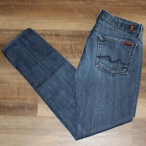 7FAMK Size 29 x 28.5" ROXANNE Crop Cropped Stretch Skinny Ankle Jeans